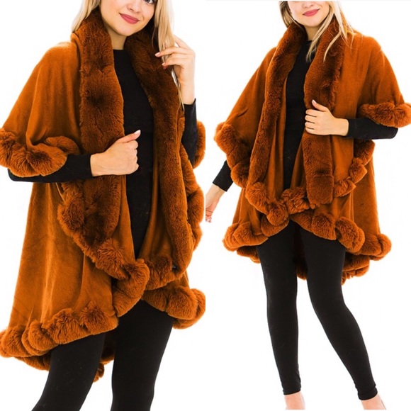 Luxury Double Layered Fx Fur Collared Jacket Coat - Picture 2 of 5